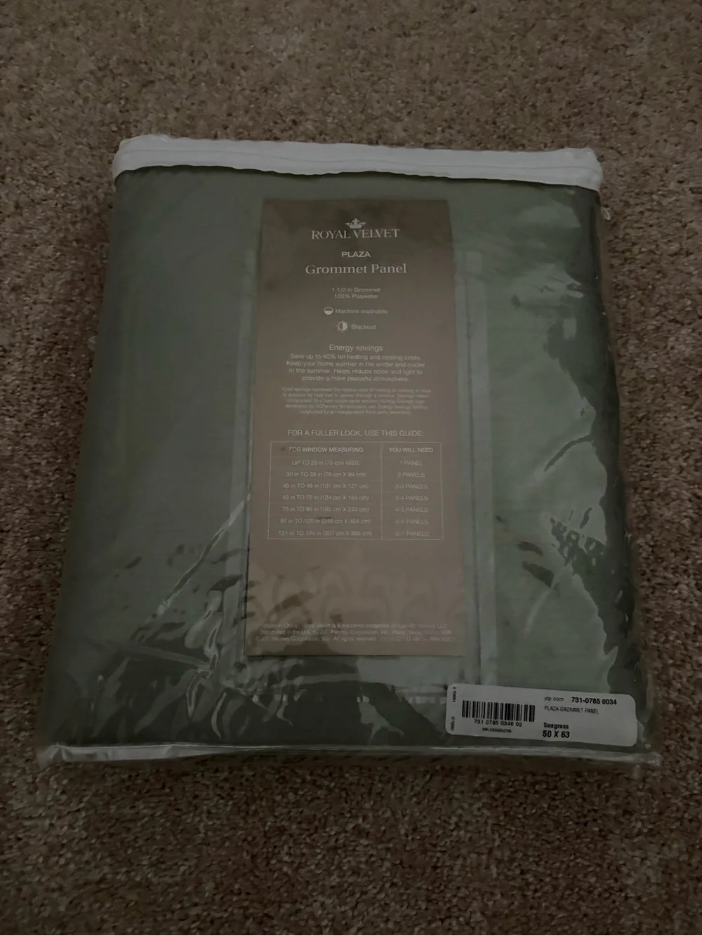 Royal Velvet Sage Green Blackout Grommet Curtain Panel
